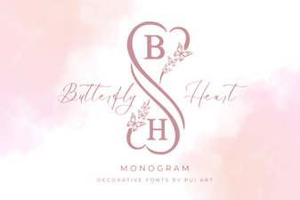 Butterfly Heart Monogram Font Design Ideas